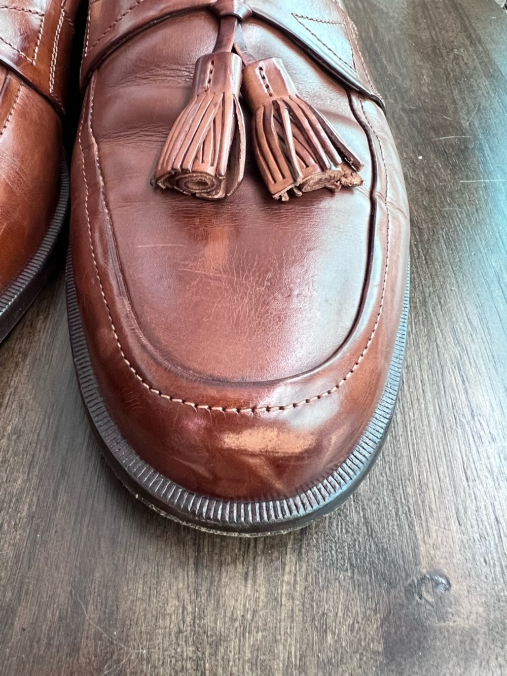 Johnston & Murphy Handcrafted in Italy Brown Leather Tassel Loafers 10 M - Picture 4 of 16